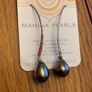 Handmade sterling and saltwater pearl earrings